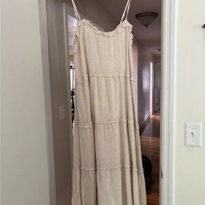 Chic Cream Maxi Dress with Ruffle Details